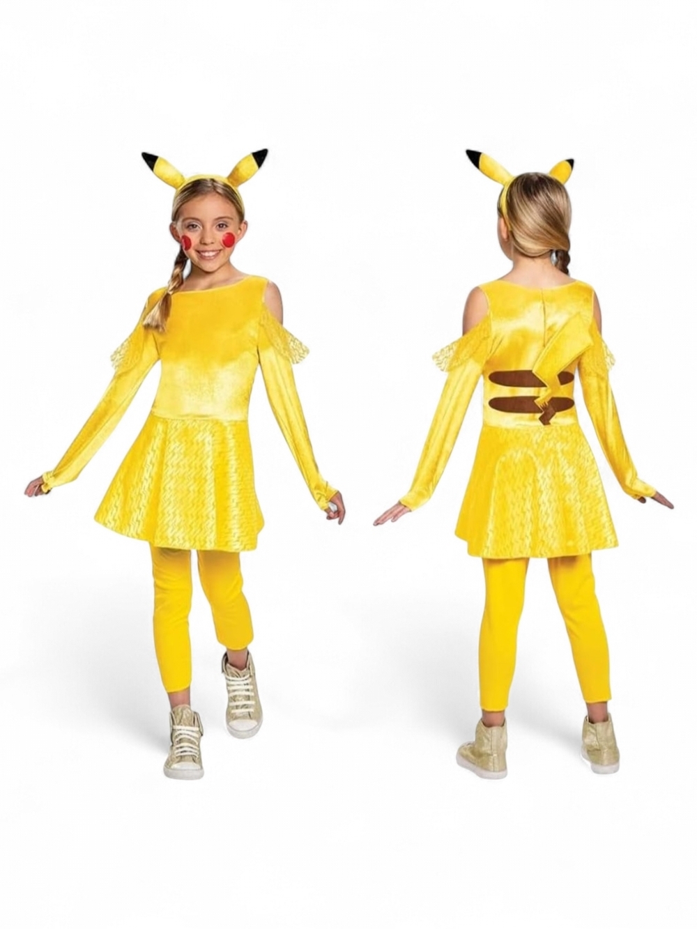 Disguise Yellow Pikachu-Inspired Girls Costume Set with Ear Headband